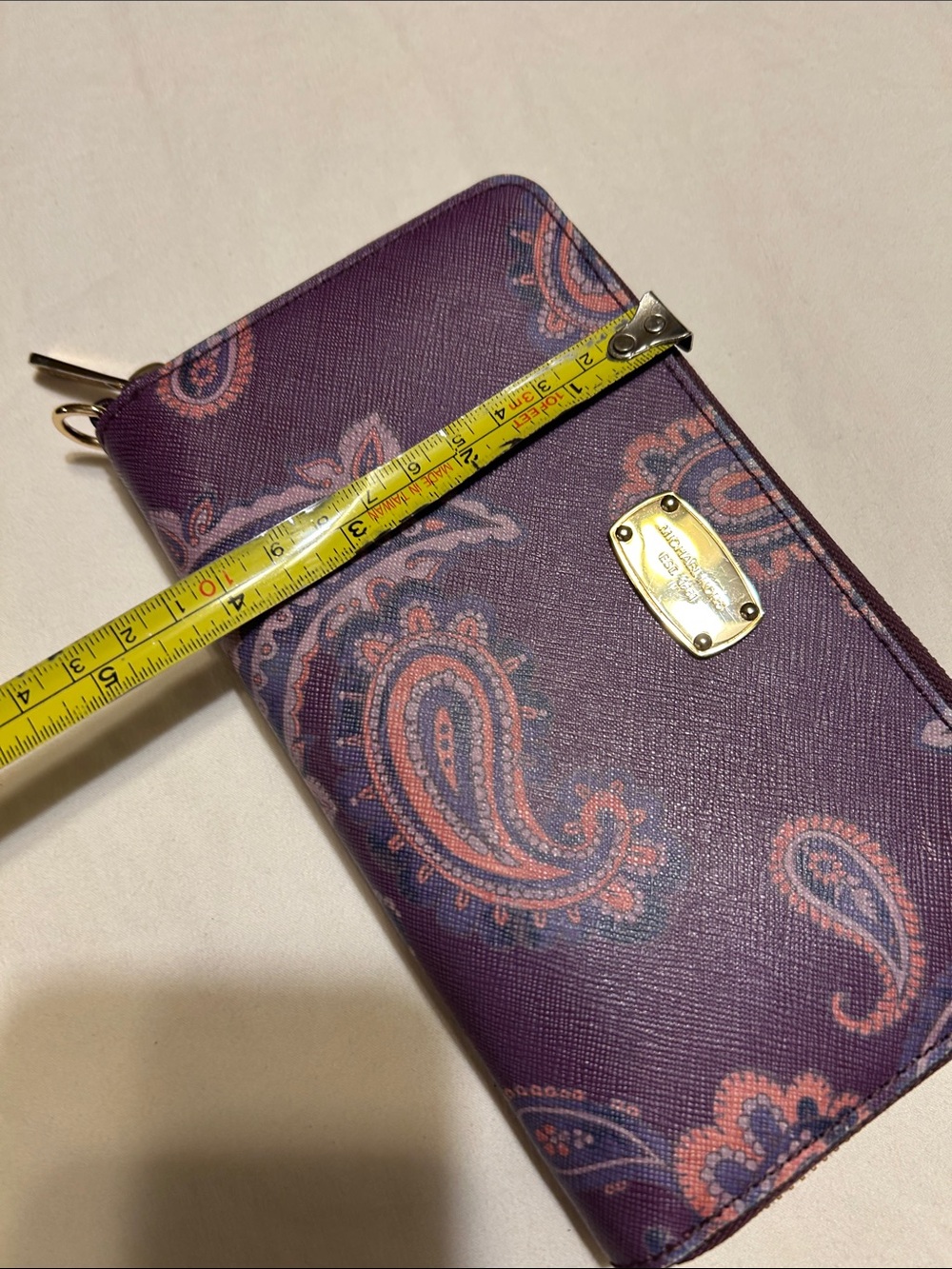 Michael Kors Purple Paisley Zip-Around Wristlet - Picture 7 of 9